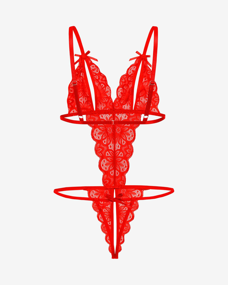 Body de encaje con escote en V profundo