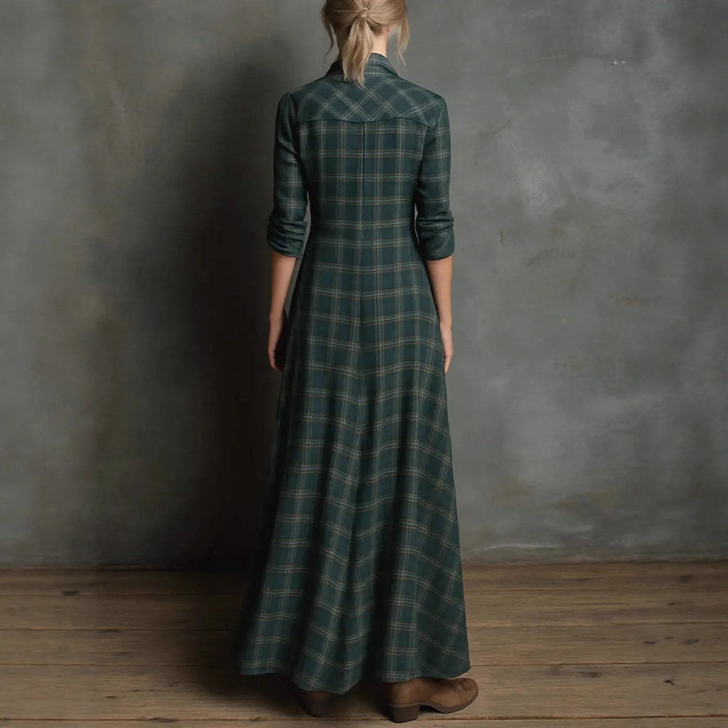 BRISAS | VESTIDO CAMISERO A CUADROS DE MANGA LARGA